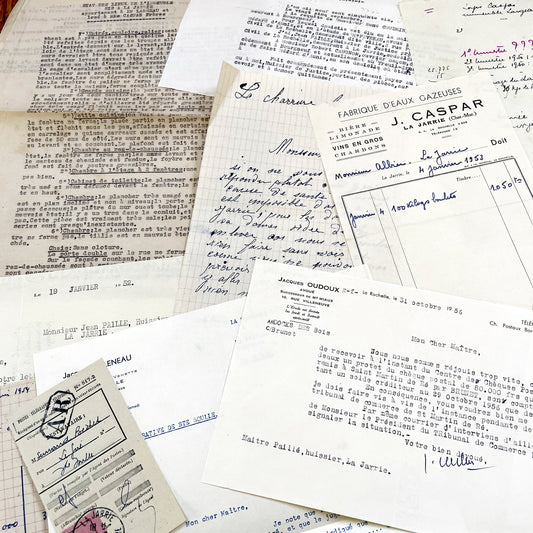 1950s - Vintage Ephemera Lot – French Letters, Invoices & Legal Documents from Notary Archive