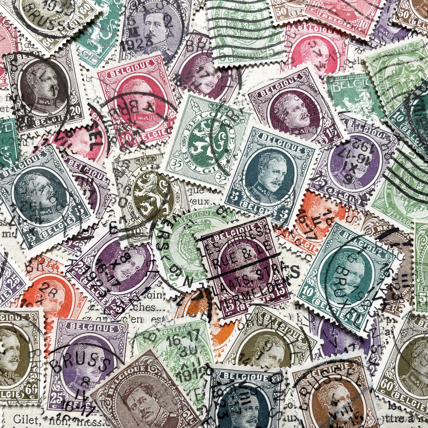 1910s - Vintage Belgian Postage Stamps Collection - Historical Philately Lot - King Albert I - European Memorabilia