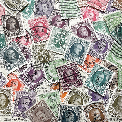 1910s - Vintage Belgian Postage Stamps Collection - Historical Philately Lot - King Albert I - European Memorabilia