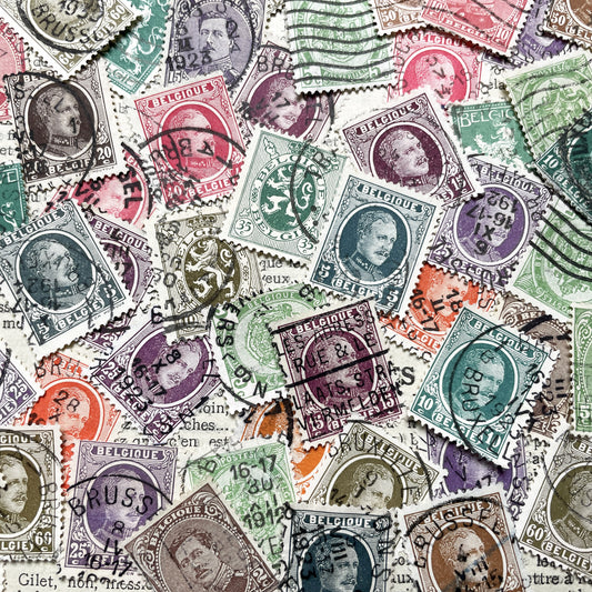 1910s - Vintage Belgian Postage Stamps Collection - Historical Philately Lot - King Albert I - European Memorabilia