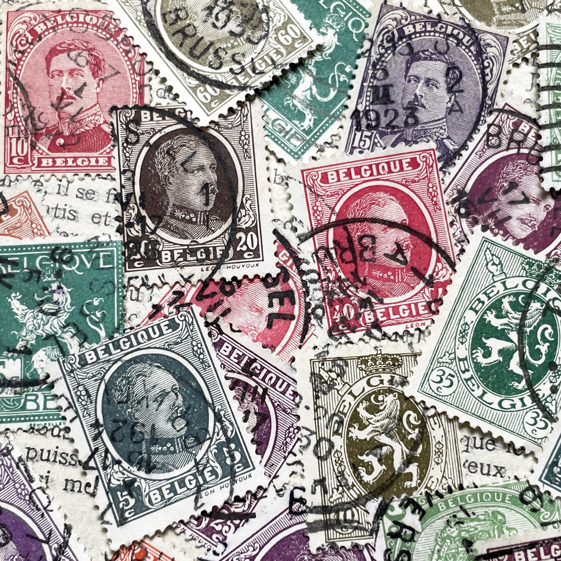 1910s - Vintage Belgian Postage Stamps Collection - Historical Philately Lot - King Albert I - European Memorabilia