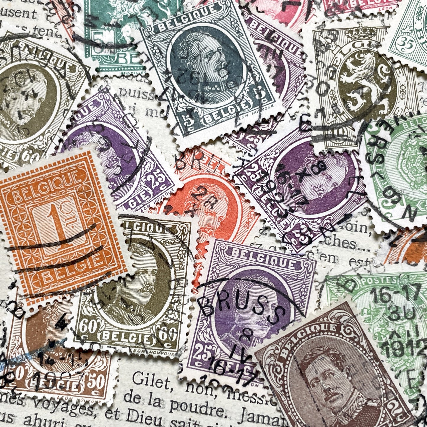 1910s - Vintage Belgian Postage Stamps Collection - Historical Philately Lot - King Albert I - European Memorabilia