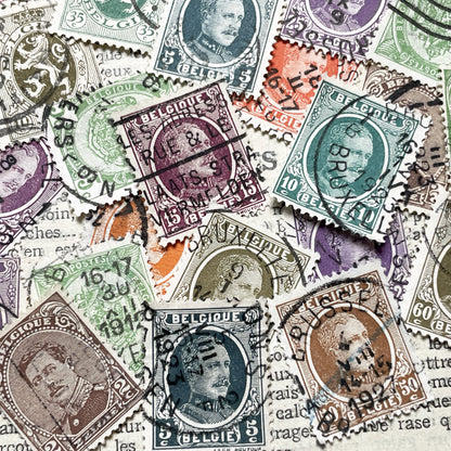 1910s - Vintage Belgian Postage Stamps Collection - Historical Philately Lot - King Albert I - European Memorabilia