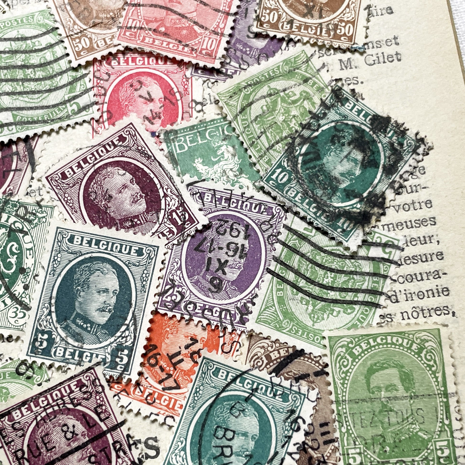 1910s - Vintage Belgian Postage Stamps Collection - Historical Philately Lot - King Albert I - European Memorabilia