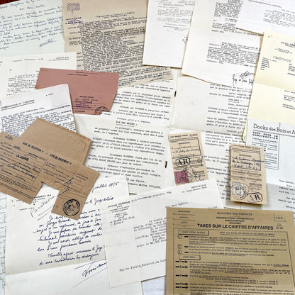 1950s - Vintage Ephemera Lot – French Letters, Invoices & Legal Documents from Notary Archive