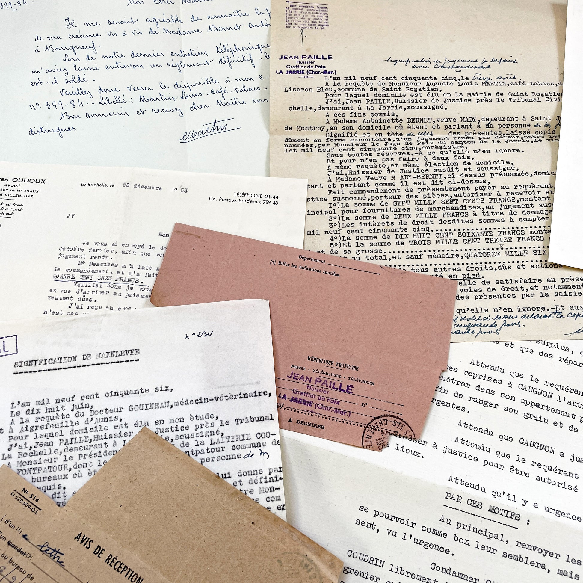 1950s - Vintage Ephemera Lot – French Letters, Invoices & Legal Documents from Notary Archive
