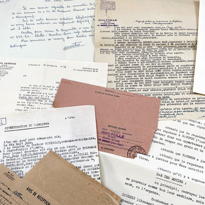 1950s - Vintage Ephemera Lot – French Letters, Invoices & Legal Documents from Notary Archive