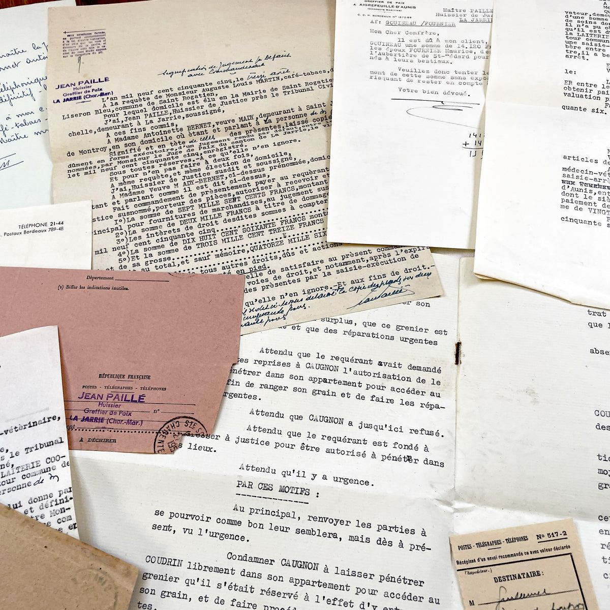 1950s - Vintage Ephemera Lot – French Letters, Invoices & Legal Documents from Notary Archive
