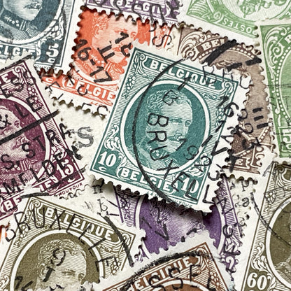 1910s - Vintage Belgian Postage Stamps Collection - Historical Philately Lot - King Albert I - European Memorabilia