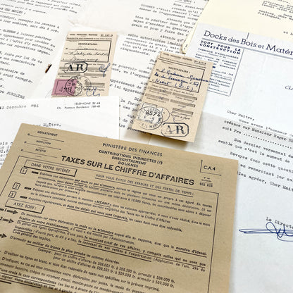 1950s - Vintage Ephemera Lot – French Letters, Invoices & Legal Documents from Notary Archive