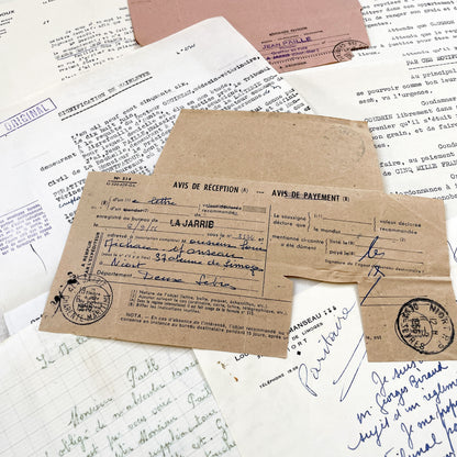 1950s - Vintage Ephemera Lot – French Letters, Invoices & Legal Documents from Notary Archive