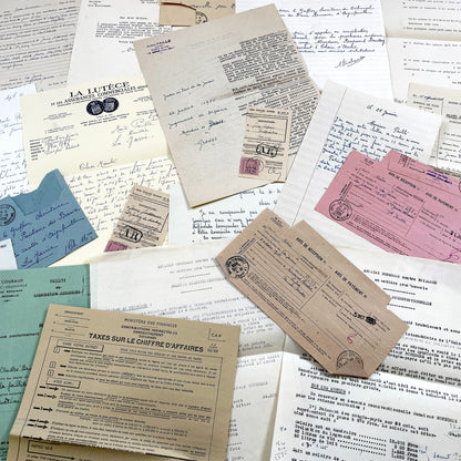 1950s - Vintage Ephemera Lot – French Letters, Invoices & Legal Documents from Notary Archive