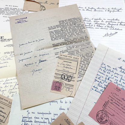 1950s - Vintage Ephemera Lot – French Letters, Invoices & Legal Documents from Notary Archive