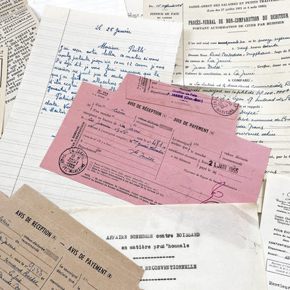 1950s - Vintage Ephemera Lot – French Letters, Invoices & Legal Documents from Notary Archive