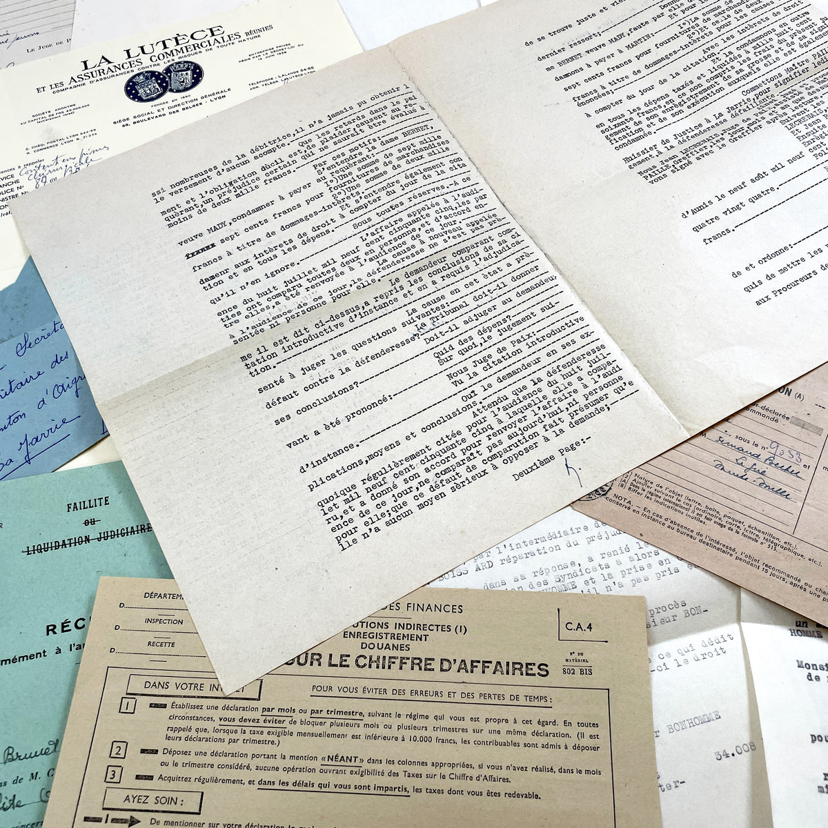 1950s - Vintage Ephemera Lot – French Letters, Invoices & Legal Documents from Notary Archive