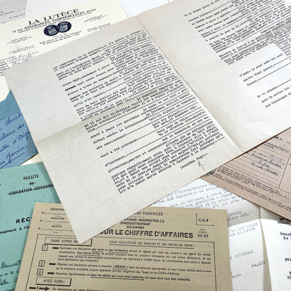 1950s - Vintage Ephemera Lot – French Letters, Invoices & Legal Documents from Notary Archive