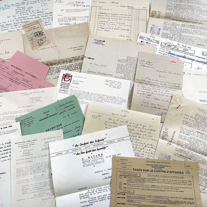 1950s - Vintage Ephemera Lot – French Letters, Invoices & Legal Documents from Notary Archive