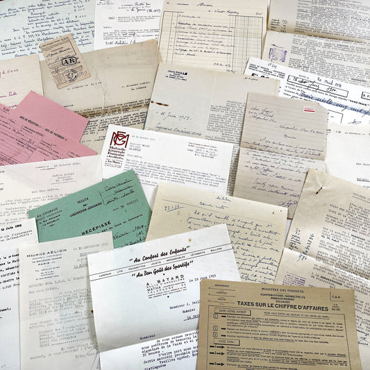 1950s - Vintage Ephemera Lot – French Letters, Invoices & Legal Documents from Notary Archive
