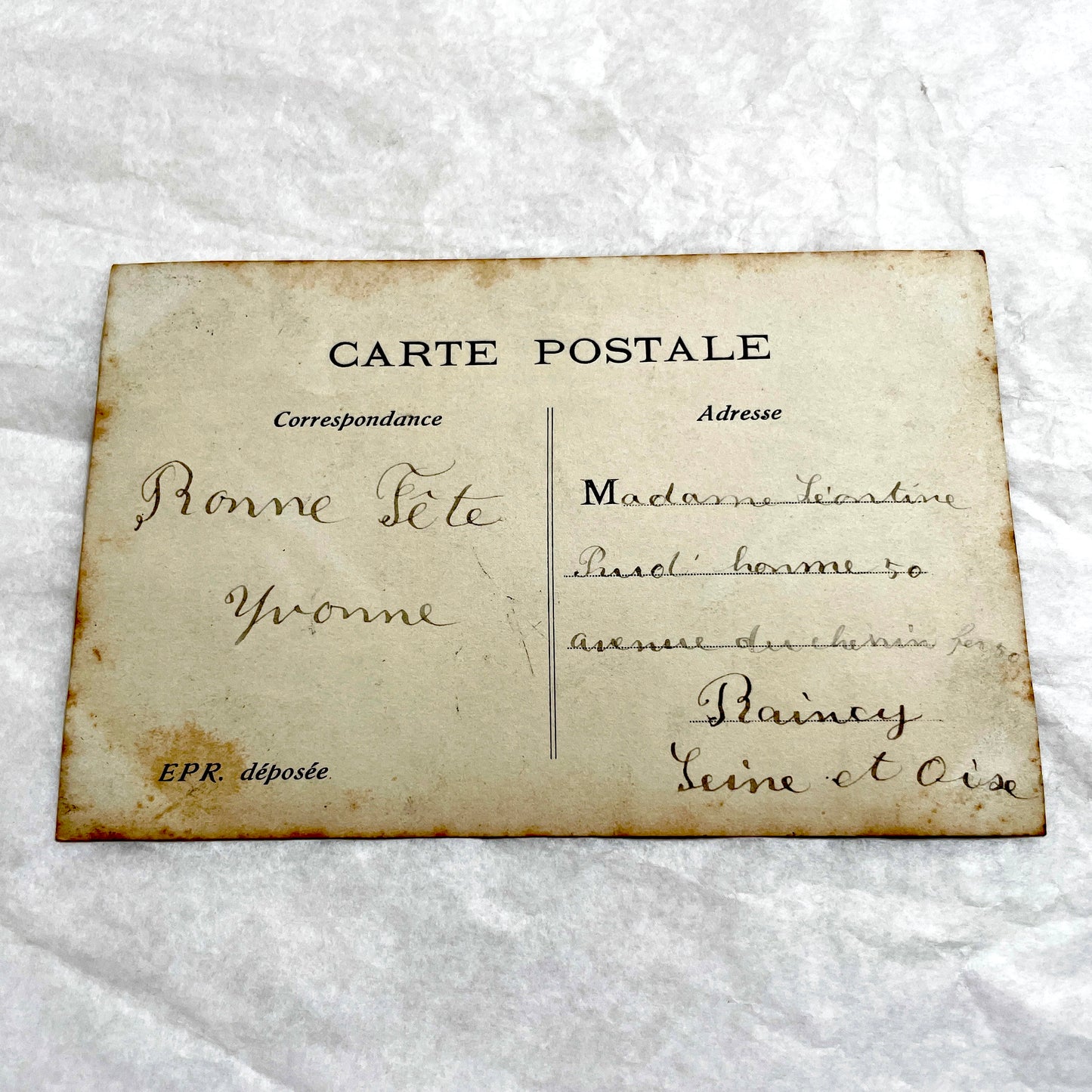 1900s - Vintage French Postcard - Little Girl in Pink Dress