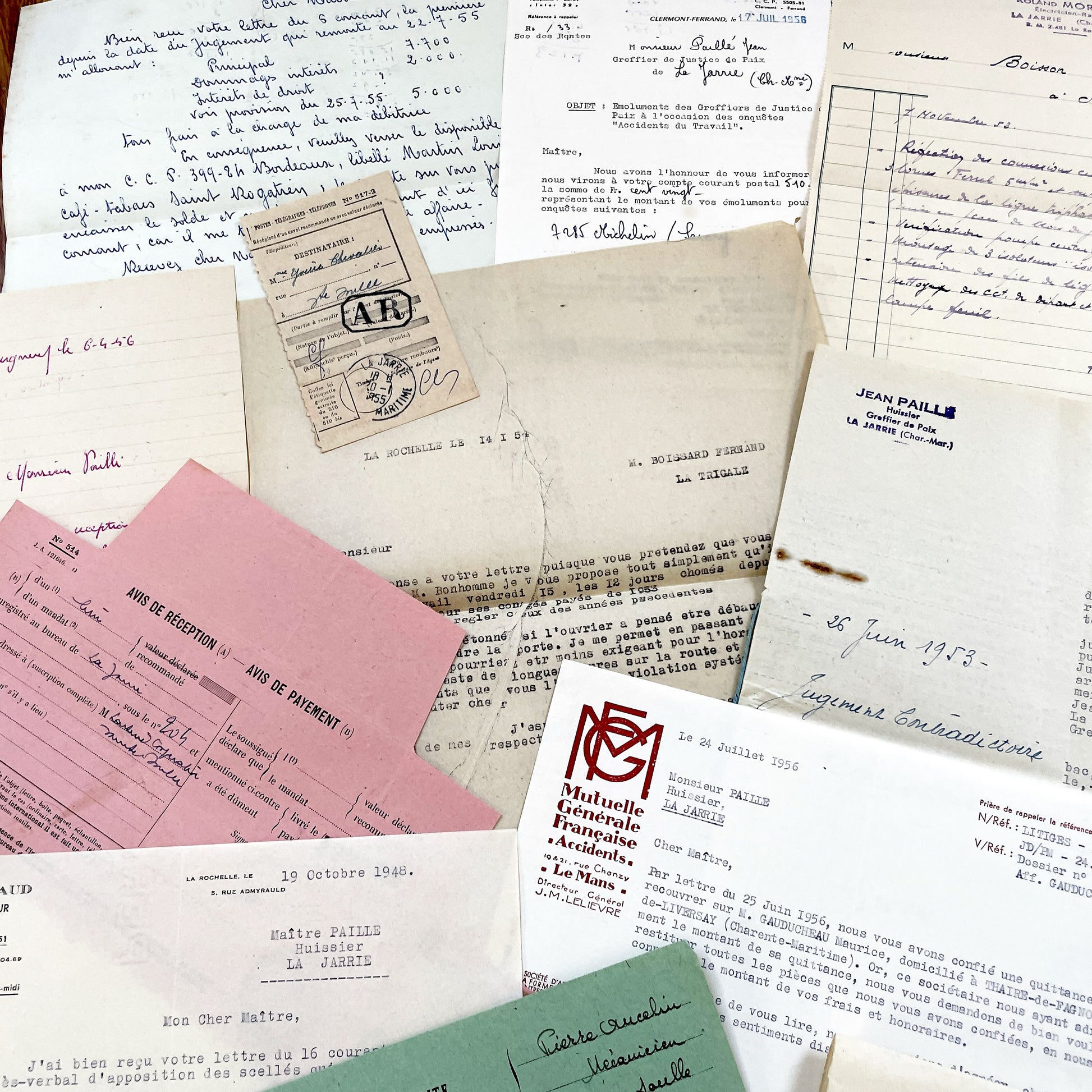 1950s - Vintage Ephemera Lot – French Letters, Invoices & Legal Documents from Notary Archive