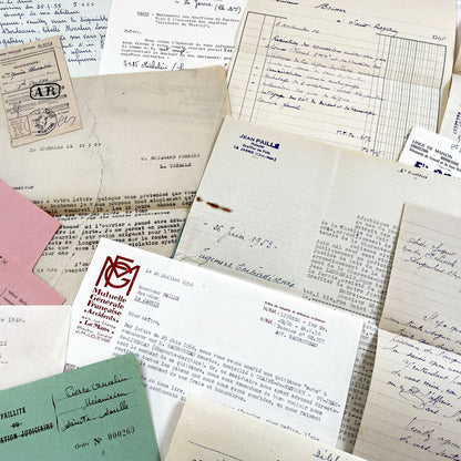 1950s - Vintage Ephemera Lot – French Letters, Invoices & Legal Documents from Notary Archive