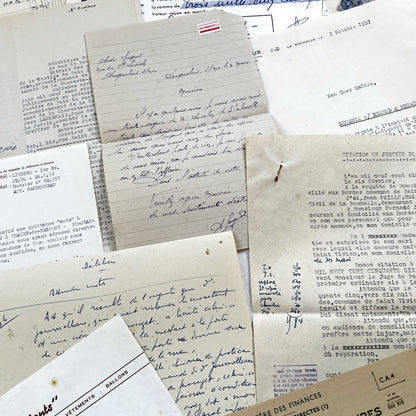1950s - Vintage Ephemera Lot – French Letters, Invoices & Legal Documents from Notary Archive