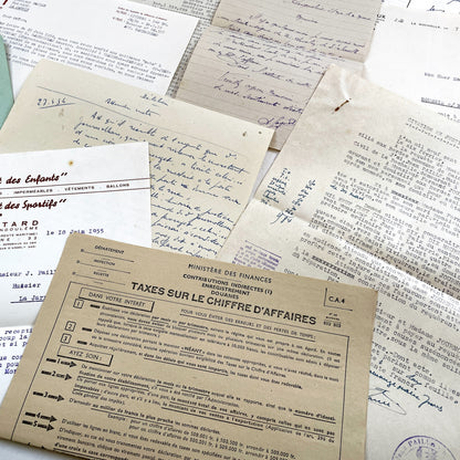 1950s - Vintage Ephemera Lot – French Letters, Invoices & Legal Documents from Notary Archive