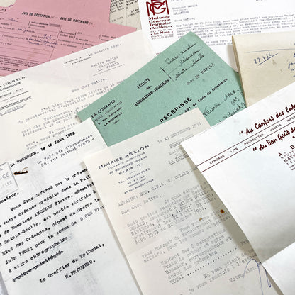 1950s - Vintage Ephemera Lot – French Letters, Invoices & Legal Documents from Notary Archive