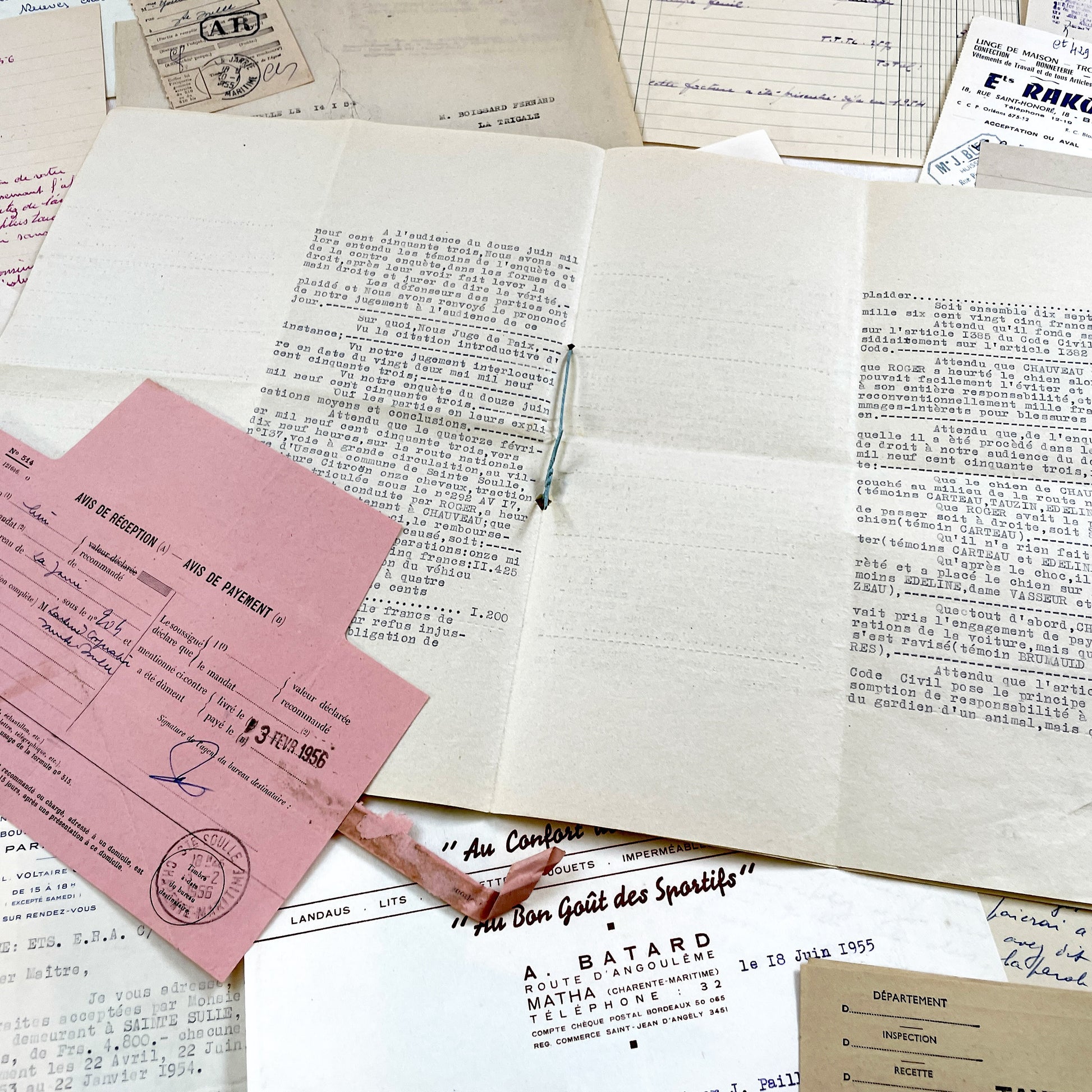 1950s - Vintage Ephemera Lot – French Letters, Invoices & Legal Documents from Notary Archive