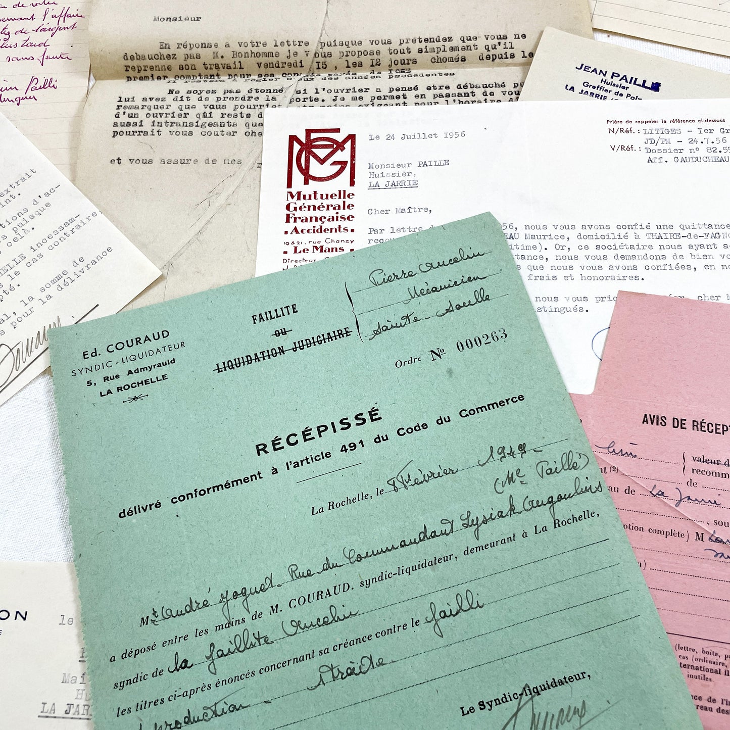 1950s - Vintage Ephemera Lot – French Letters, Invoices & Legal Documents from Notary Archive