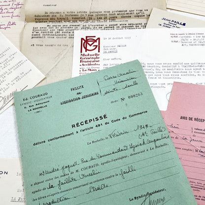 1950s - Vintage Ephemera Lot – French Letters, Invoices & Legal Documents from Notary Archive