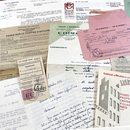 1950s - Vintage Ephemera Lot – French Letters, Invoices & Legal Documents from Notary Archive