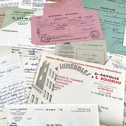 1950s - Vintage Ephemera Lot – French Letters, Invoices & Legal Documents from Notary Archive