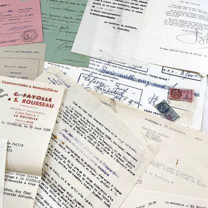 1950s - Vintage Ephemera Lot – French Letters, Invoices & Legal Documents from Notary Archive