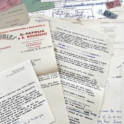 1950s - Vintage Ephemera Lot – French Letters, Invoices & Legal Documents from Notary Archive