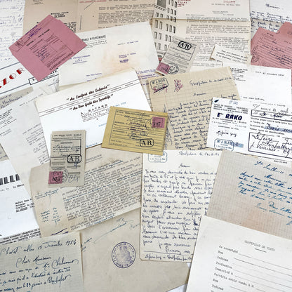 1950s - Vintage Ephemera Lot – French Letters, Invoices & Legal Documents from Notary Archive