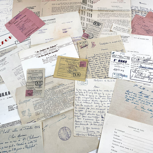 1950s - Vintage Ephemera Lot – French Letters, Invoices & Legal Documents from Notary Archive