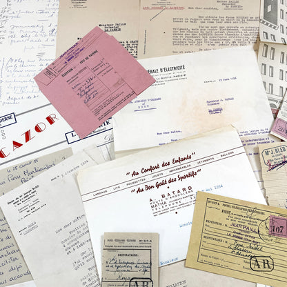 1950s - Vintage Ephemera Lot – French Letters, Invoices & Legal Documents from Notary Archive