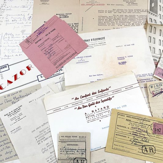 1950s - Vintage Ephemera Lot – French Letters, Invoices & Legal Documents from Notary Archive