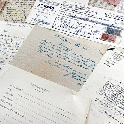 1950s - Vintage Ephemera Lot – French Letters, Invoices & Legal Documents from Notary Archive