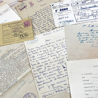 1950s - Vintage Ephemera Lot – French Letters, Invoices & Legal Documents from Notary Archive