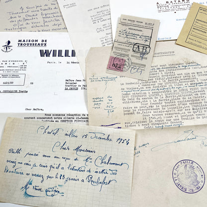 1950s - Vintage Ephemera Lot – French Letters, Invoices & Legal Documents from Notary Archive
