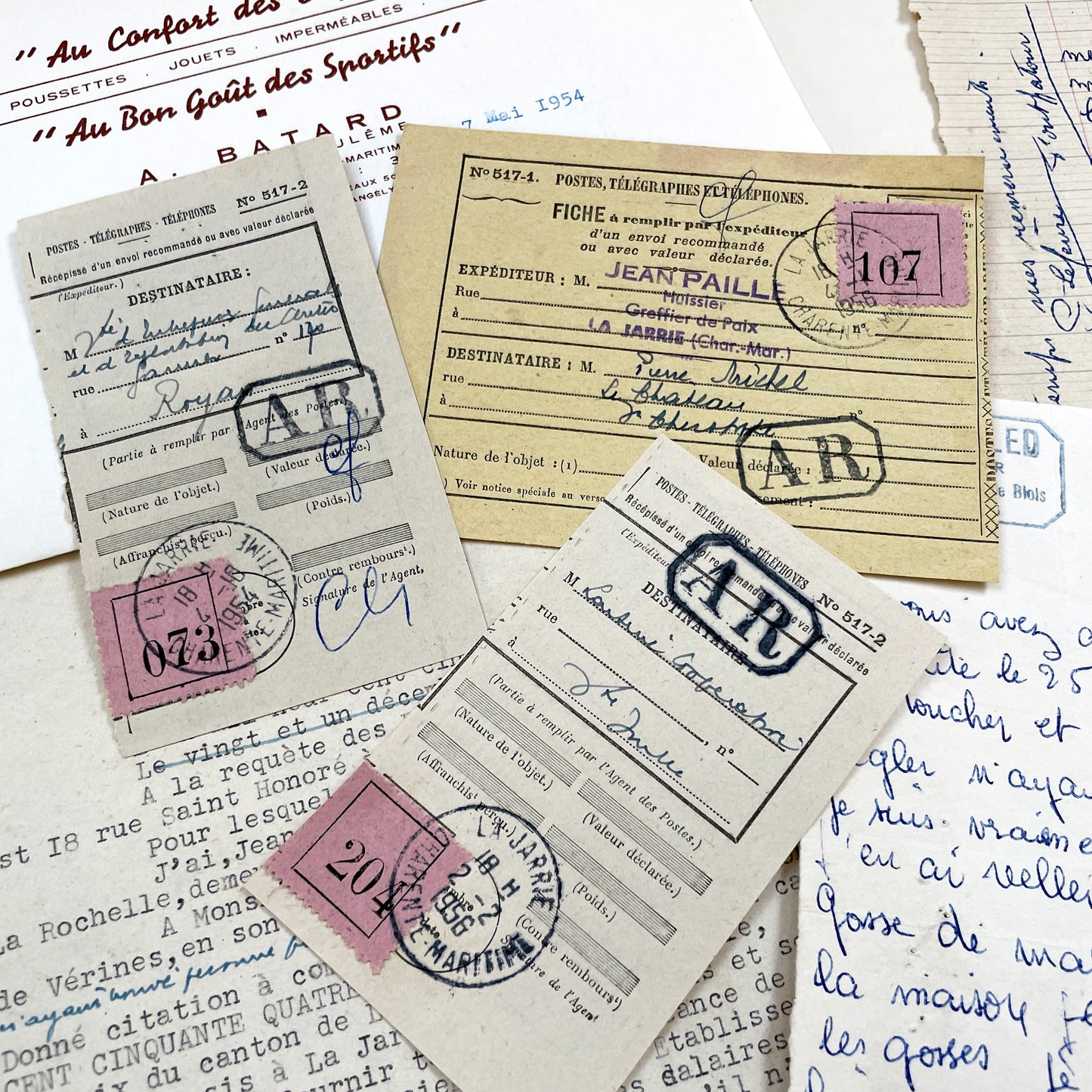 1950s - Vintage Ephemera Lot – French Letters, Invoices & Legal Documents from Notary Archive