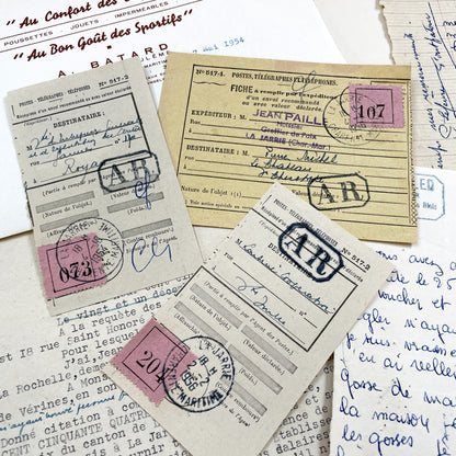 1950s - Vintage Ephemera Lot – French Letters, Invoices & Legal Documents from Notary Archive