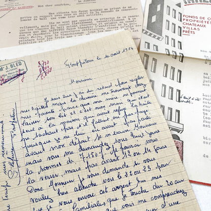 1950s - Vintage Ephemera Lot – French Letters, Invoices & Legal Documents from Notary Archive
