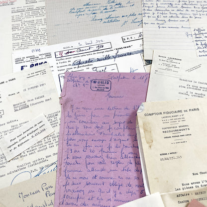 1950s - Vintage Ephemera Lot – French Letters, Invoices & Legal Documents from Notary Archive