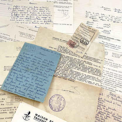 1950s - Vintage Ephemera Lot – French Letters, Invoices & Legal Documents from Notary Archive