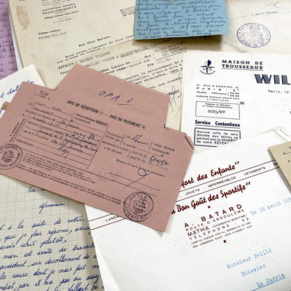 1950s - Vintage Ephemera Lot – French Letters, Invoices & Legal Documents from Notary Archive