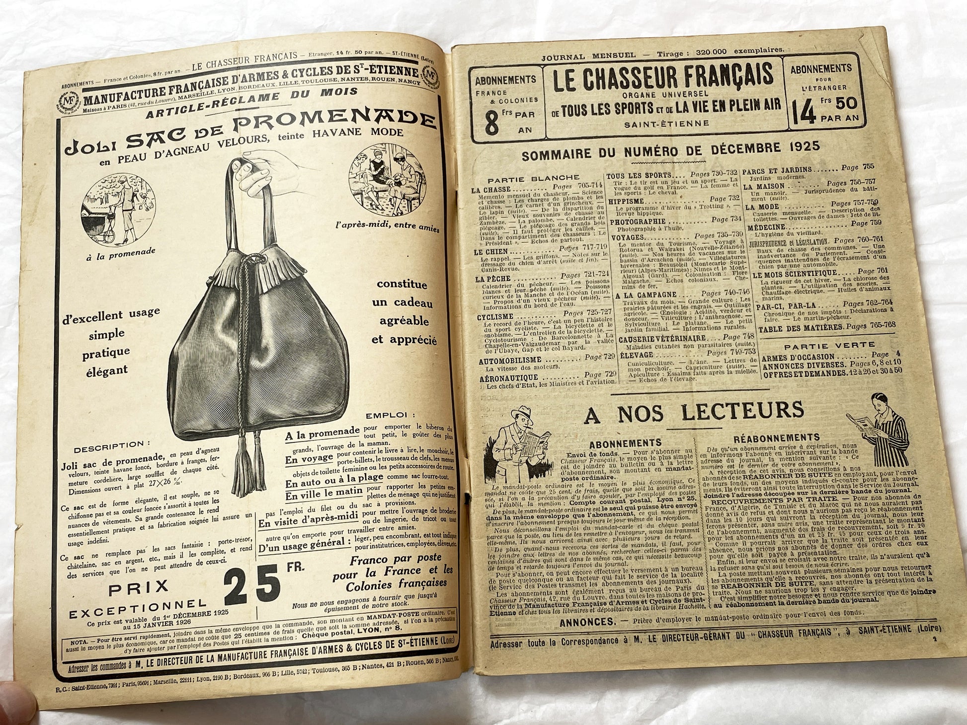 1920s – French Magazine - Le Chasseur Français - French vintage illustrated lifestyle & advertising publication