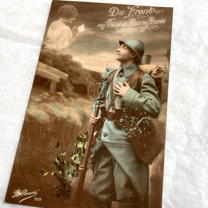 1910s - French Soldier Postcard - WWI Military Ephemera